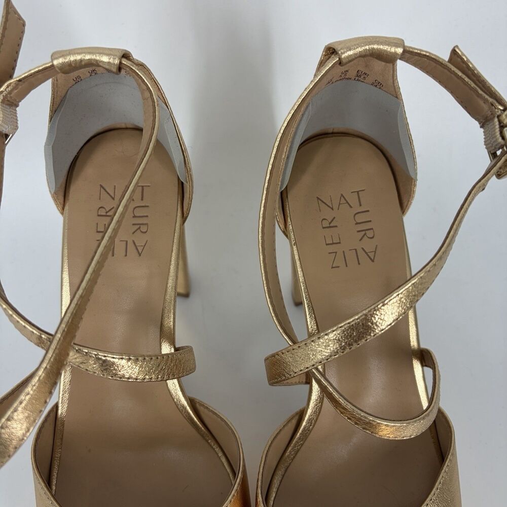 Naturalizer Shoes Size 8 Womens Gold Metallic Melody Strappy Sandal Heel Party - Picture 3 of 9